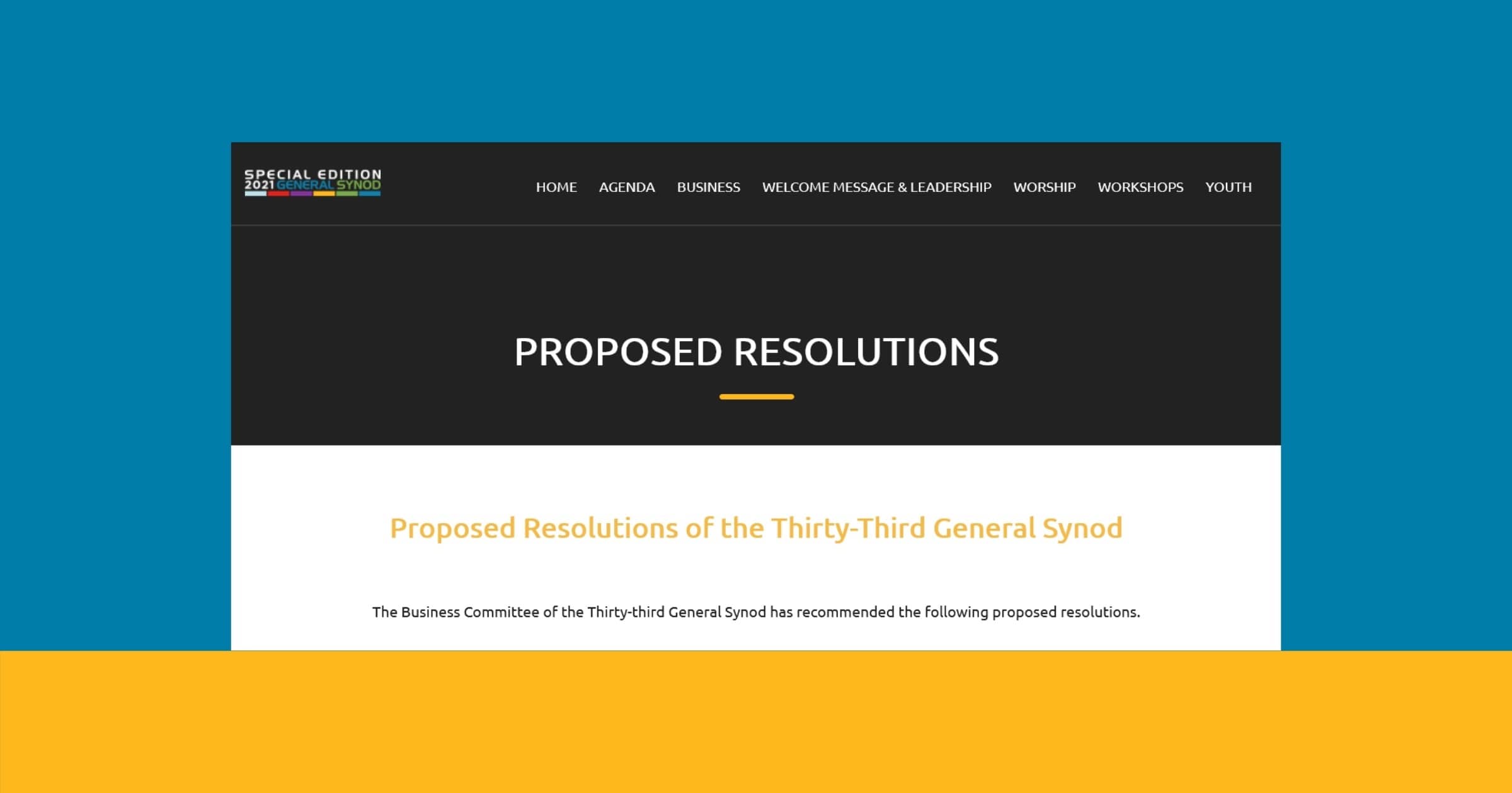 Synod eyes resolutions, bylaw changes, from the internal to the global