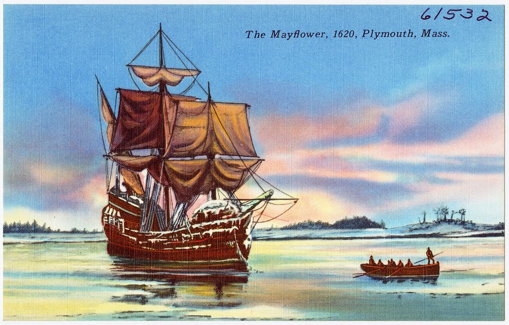 Mayflower ship image from Congregational LIbrary website